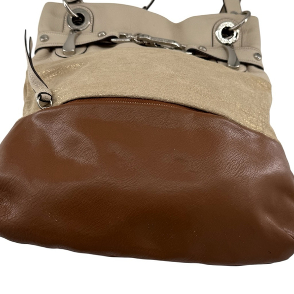 B. Makowsky Women’s Leather Tote Bag Brown/Gold/Tan One Size - Picture 10 of 11